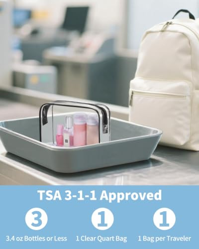 Wandf Tsa Approved Toiletry Bag 2 Pack Clear Makeup Bag