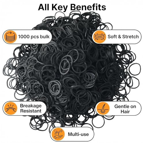 Aivwis Mini Rubber Hair Bands 1200 Black Elastics For Braids And Ponytails
