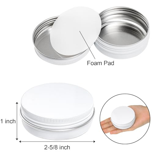 Foraineam 48 Pack 2 Oz White Lip Balm Tin Cans Aluminum Round Cosmetic Sample Containers With Screw Lid Storage Travel Tin Jars Metal Empty