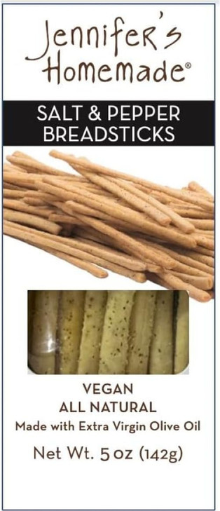 Jennifers Homemade Salt And Pepper Breadsticks Vegan All Natural Made With Extra Virgin Olive Oil Crunchy And Delicious Snack 5 Oz