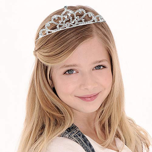Hedume 6 Pack Princess Crystal Tiara Crown Headbands Silver Metal Sparkly Glitter Rhinestone Hair Accessories Girls Women Princess Crown