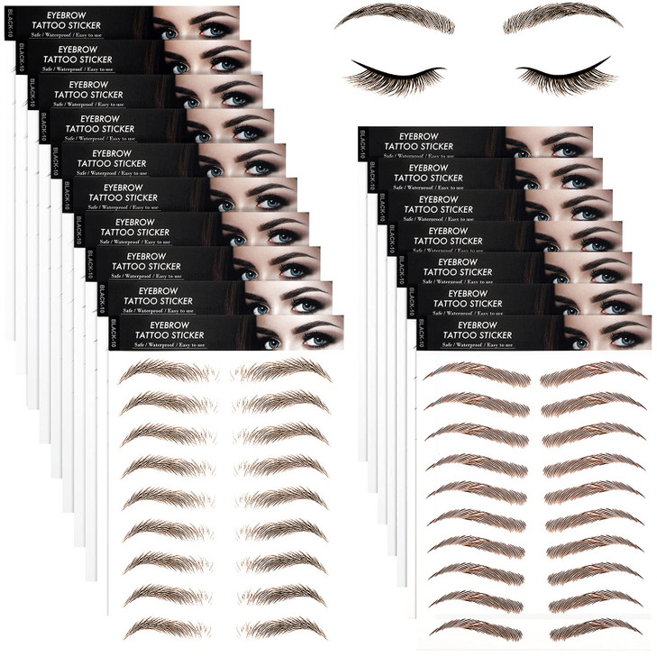 Blulu 9 Sheets 87 Pairs Waterproof Eyebrow Tattoos Light Brown