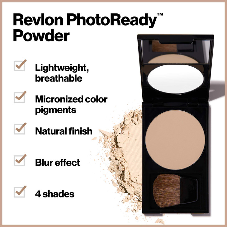 Revlon PhotoReady Blurring Face Powder Makeup, Longwear Medium-Full Coverage with Flawless Finish, Shine & Oil-Free, 001 Translucent, 0.25 oz