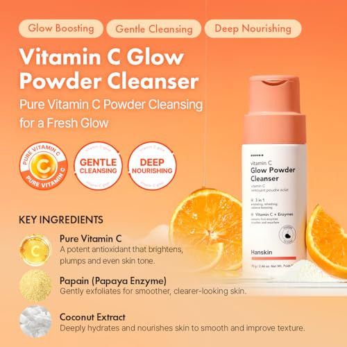 Hanskin Vitamin C Glow Powder Cleanser Enzyme Powder Face Wash 2.36 Fl Oz