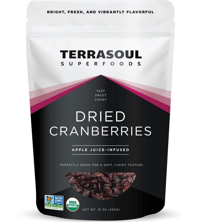 Terrasoul Superfoods Organic Dried Cranberries 16 Oz Apple Juice Sweetened