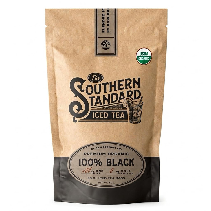 The Southern Standard Organic Iced Tea Bags 100 Percent Black Tea Blend No Microplastics 50 Xl Bags Half Lb Makes 25 Gallons
