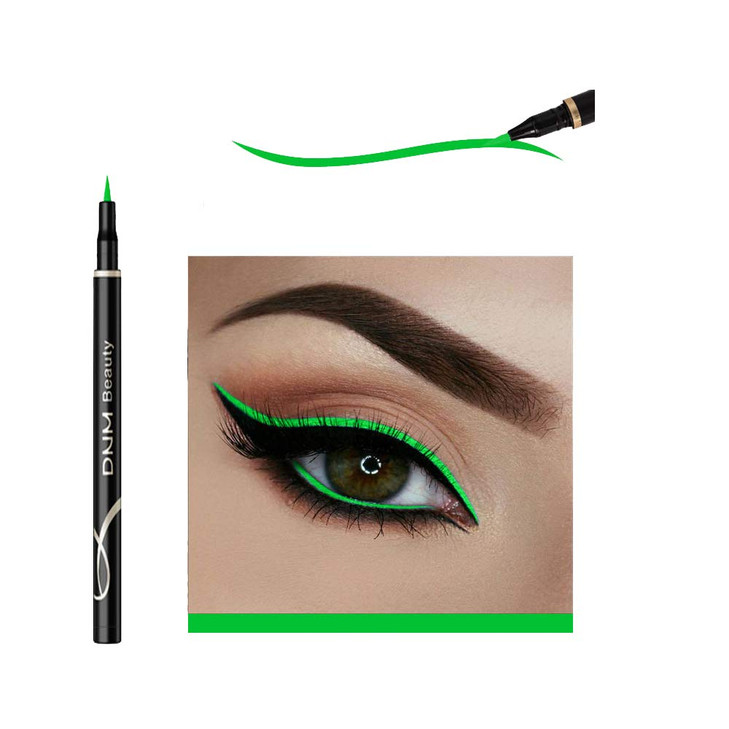 Dnm Cat Eye Makeup Waterproof Neon Colorful Liquid Eyeliner Pen Make Up Comestics Long Lasting Black Eye Liner Pencil Makeup Tools Green