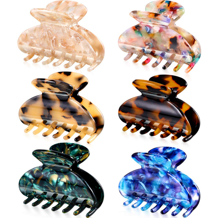 Willbond 6 Pcs Tortoise Shell Claw Clip Medium 2 Inch Hair Clips For Women
