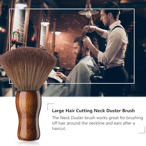 Patelai 3 Pcs Clipper Brush Set Barber Neck Duster Shaving Brush Black