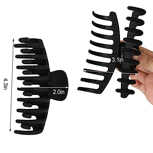 2 Pack Big Hair Claw Clips Nonslip Large Claw Clip For Women And Girls Hair Strong Hold Grips Hair Accessories 4 Inch Black