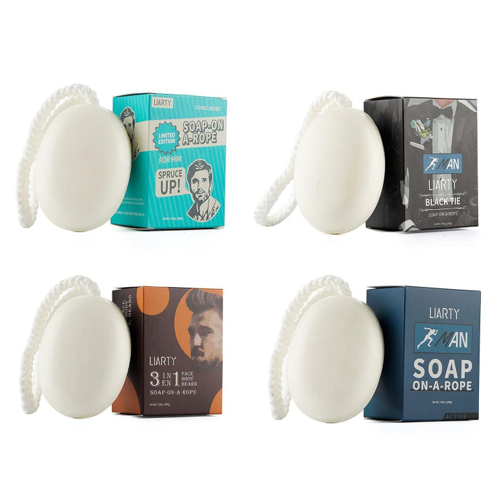 Liarty 4Pcs Soap On A Rope Natural Bar Soap For Men