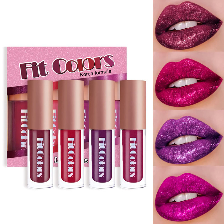 Sumeitang 4 Color Liquid Glitter Lipstick Set Diamond Sparkle Glosses Popular Shimmer Shades Matte To Glitter Finish Long Lasting And
