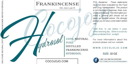 Dr Joe Lab Frankincense Hydrosol Spray Toner Floral Water Cleansing Hydrating Face Mist For Hydration Pure And Natural For All Skin Types