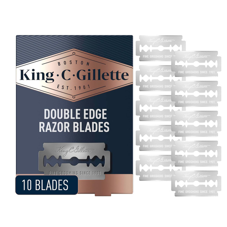 King C. Gillette Double Edge Safety Razor Blades 10 Count Stainless Steel Platinum Coated Blades