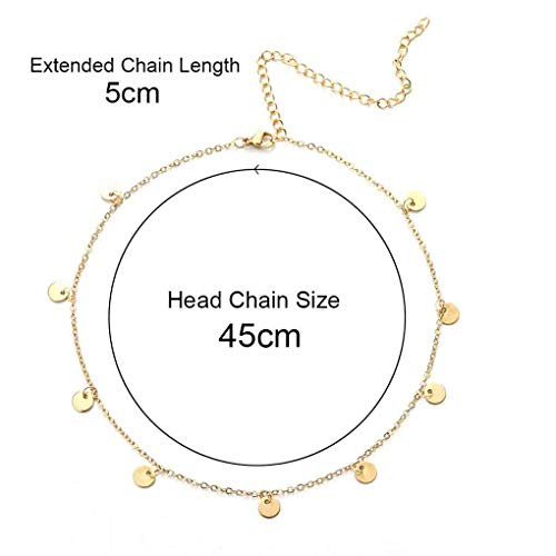 Olbye Boho Gold Head Chain Tiny Sequin Headband Coins Disc Headchain Bridal Hair Piece For Women And Girls Gold Headdress Hair Accessories