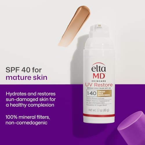 Eltamd Uv Restore Tinted 100 Percent Mineral Face Sunscreen Spf 40 1.7 Oz