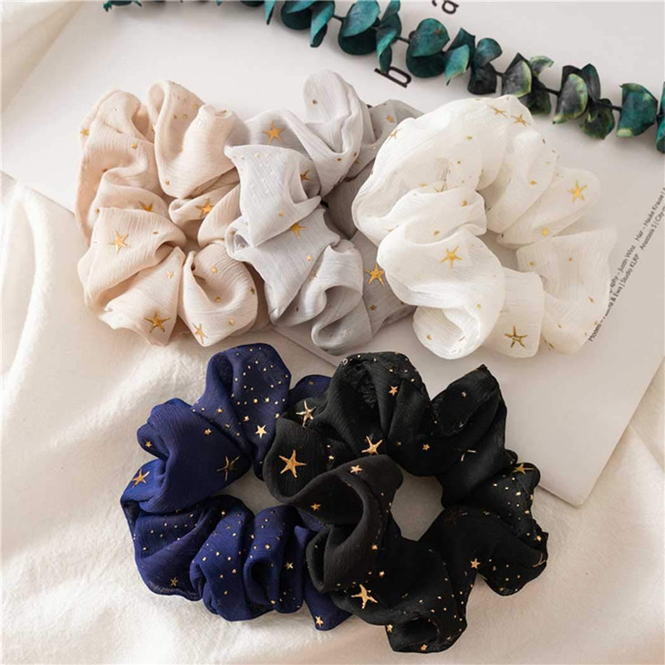 Outyua Solid Hair Scrunchies Elastic Hair Bands Ponytail Scrunchy Hair Ties Elegant Star Hair Rope Ties Hair Accessories For Women And Girls
