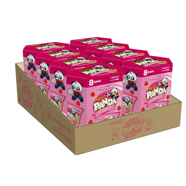 Meiji Hello Panda Strawberry Creme Filled Cookies 6 Oz Pack Of 8 64 Bags