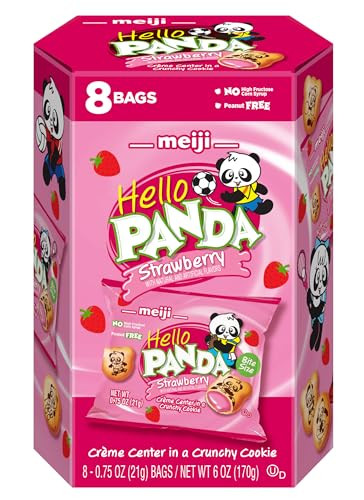 Meiji Hello Panda Strawberry Creme Filled Cookies 6 Oz Pack Of 8 64 Bags