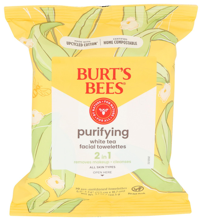 Burt's Bees Facial Cleansing Towelettes with White Tea Extract -- 30 Towelettes