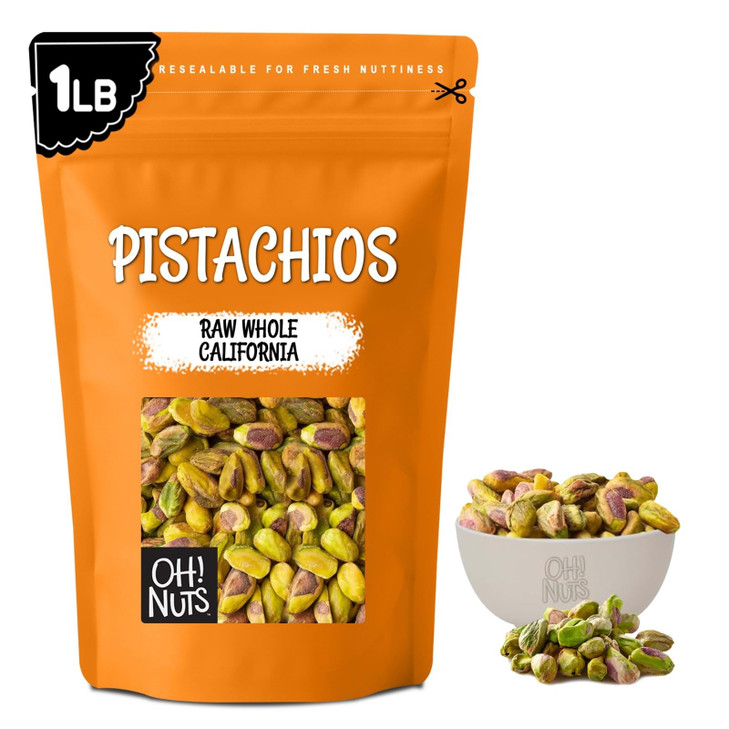 Oh Nuts Pistachios No Shell Raw 100 Percent Natural 1 Lb Raw Whole California Pistachios Packed In New York Zip Seal Bag For Exceptional