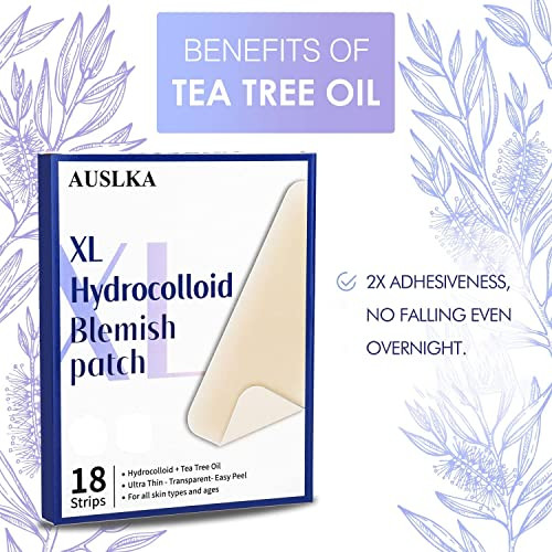 Auslka Large Blemish Patches Xl Pimple Patch 18 Strips Hydrocolloid Patch For Covering Zits Spot Stickers Vegan And Cruelty For Face And