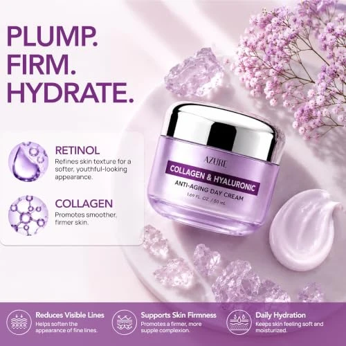 Collagen And Hyaluronic Acid Face Moisturizer Anti Aging Day Cream 1.69 Oz