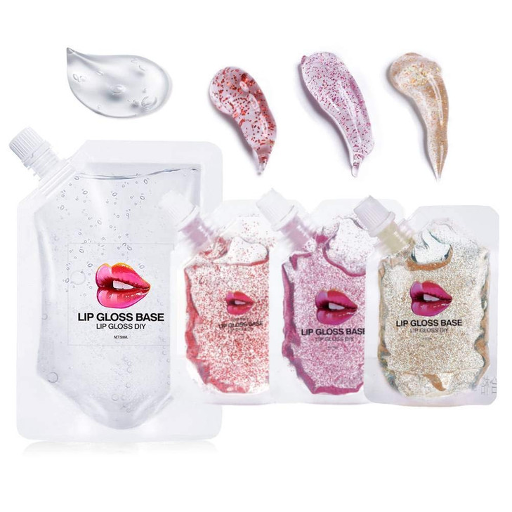 Skynest Lip Gloss Base Diy Lip Gloss Moisturizing Non Sticky Vegan Lip Makeup Oil 1Pack 50Ml Plus 3 Packs 20Ml