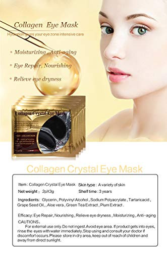 Felico Eye Mask 30 Pairs Collagen Under Eye Patches Black Crystal Eye Gel Pads For Reducing Dark Circles Lighten Wrinkles Anti Aging