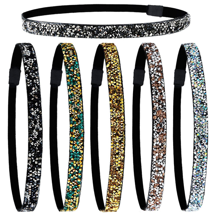 Syhood 6 Pieces Sparkly Elastic Headbands For Women Glitter Non Slip Felt Headband Rhinestone Women S Fabric Headband Hairband For Christmas
