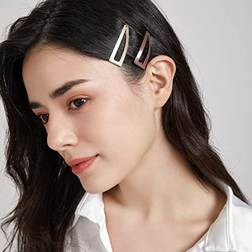 Dofash Double Grips 4.5Cm 1.77 Inch Small Hair Clips Hair Barrettes Snap Clips Metal Accessories For Woman 6 Count Brown