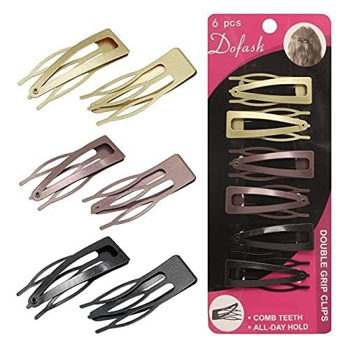 Dofash Double Grips Hair Clips Hair Barrettes Snap Clips Metal Accessories Black Brown Gold