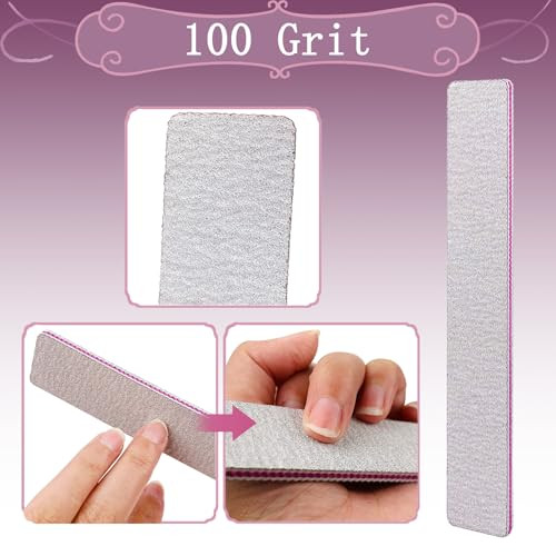 Heeyaa Nail File 12 Pcs Professional Reusable 100 Per 180 Grit Double Sides Washable Nail File Manicure Tools For Poly Nail Extension Gel