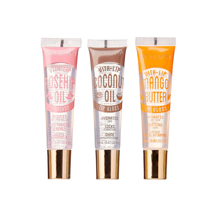Ruby Kisses Broadway Vita Lip Clear Lip Gloss 3 Pack Mango Butter Rosehip Coconut Oil Ultra Hydrating And Soothing Formula With Vitamin Oils