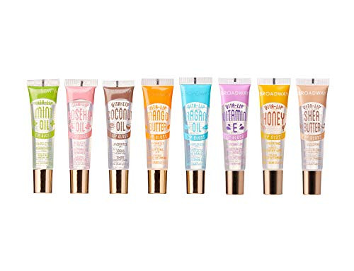Ruby Kisses Broadway Vita Lip Clear Lip Gloss 8 Pack Ultra Hydrating And Soothing Formula With Vitamins High Shine Non Sticky Finish Lip