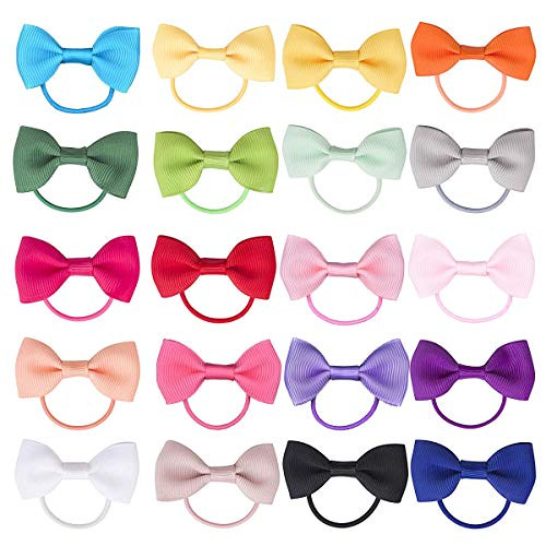 Baby Hair Ties With Bows For Toddler Girls 2 Inch Elastic Ponytail Holders