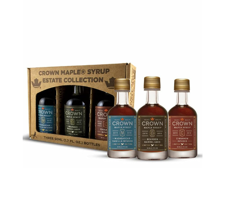 Crown Maple Artisan Trio Collection In Petite 50Ml 1.7 Fl. Oz. Window Box Featuring Bourbon Barrel Aged Madagascar Vanilla Infused And