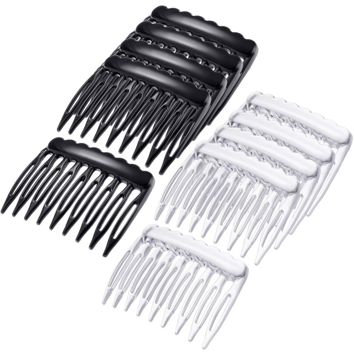 Eboot 24 Pieces Small Hair Comb Side Comb Plastic French Teeth Black Clear