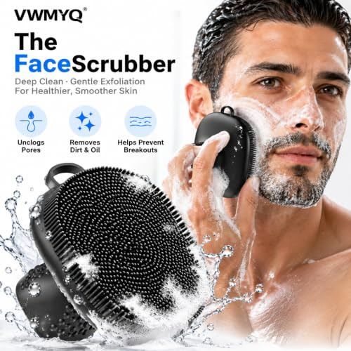 Vwmyq Silicone Face Scrubber For Men And Women Manual Waterproof Facial Cleansing Brush For Exfoliating Black
