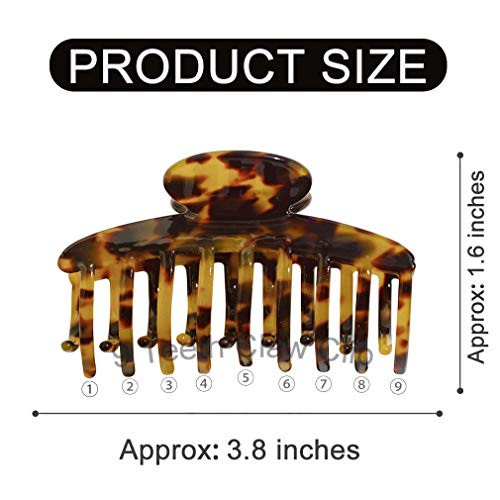 Big Claw Hair Clips 3.8 Inch Tortoise Banana For Women Girls Thin Hair French Design Celluloid Leopard Print Strong Hold For Thick Hair 2