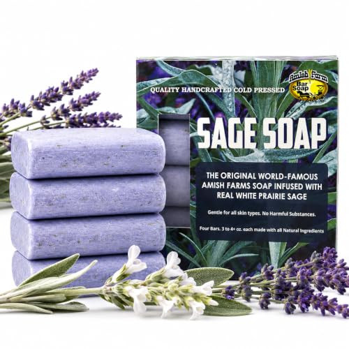 Amish Farms Sage Soap Bar Original Recipe With Bentonite Clay Lavender Scent Handmade In Usa Face And Body Soap Scrub No Parabens No Sls