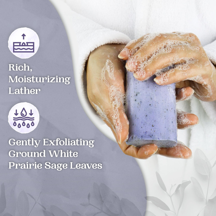 Amish Farms Sage Soap Bar Original Recipe With Bentonite Clay Lavender Scent Handmade In Usa Face And Body Soap Scrub No Parabens No Sls