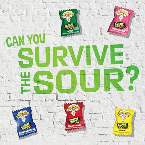 Warheads Extreme Sour Hard Candy Assorted Flavors Bulk Bag 2 Lb Size