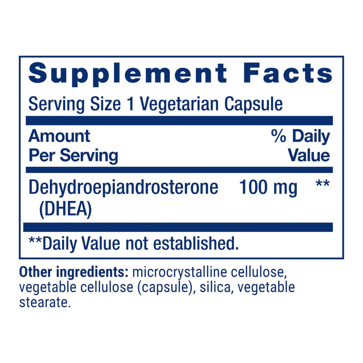 Life Extension DHEA 100 Mg Vegetarian Capsules, 60 Count