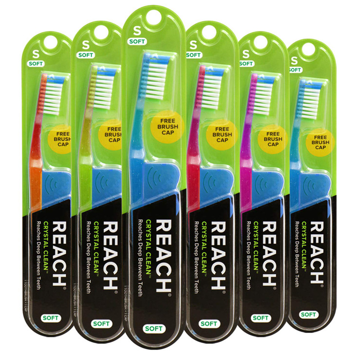 Reach Crystal Clean Soft Bristle Toothbrushes 6 Pack