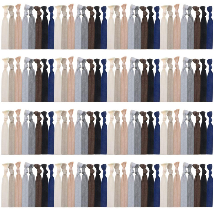 120 Pack Neutral Color No Crease Ribbon Elastics Hair Ties Women Yoga Knotted Ponytail Holder
