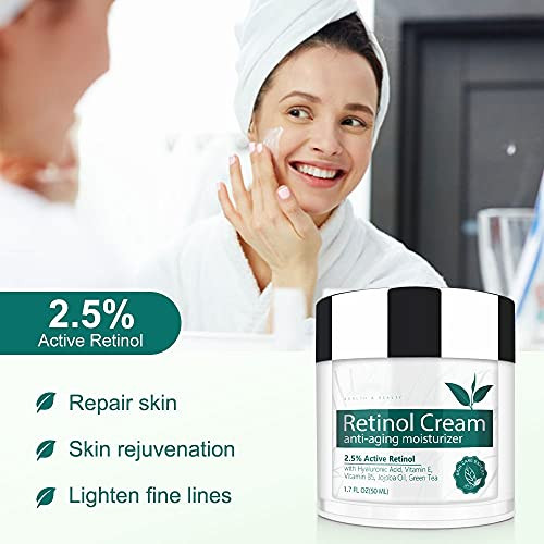 Retinol Cream For Face Face Moisturizer With 2.5 Percent Retinol Hyaluronic Acid Day And Night Anti Aging Moisturizing Cream For Women And