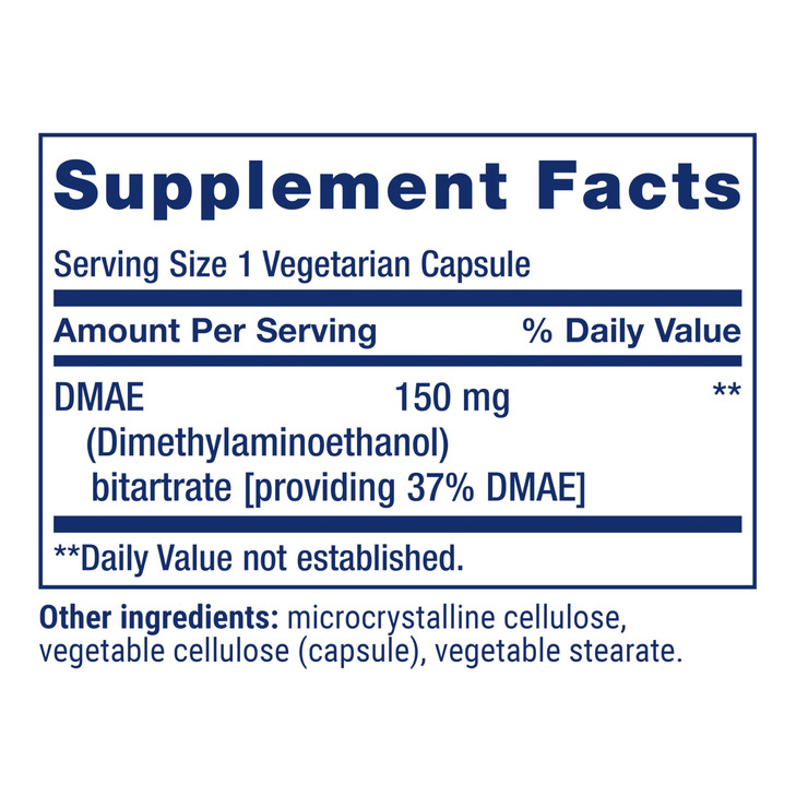 Life Extension DMAE Bitartrate, Supports neurotransmitter Production, 6-Month Supply, Gluten-Free, Non-GMO, Vegetarian, 200 Capsules