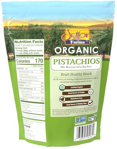 Setton Farms Premium Organic Pistachios Dry Roasted With Sea Salt 7 Oz Resealable Bag
