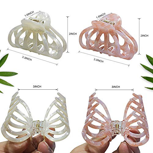 Accglory Fashion Tortoise Hair Clips For Women Resin Medium Hair Claw Clip For Fine Hair Non Slip Grip Hair Jaw Clips 2Pcs In Set Plain